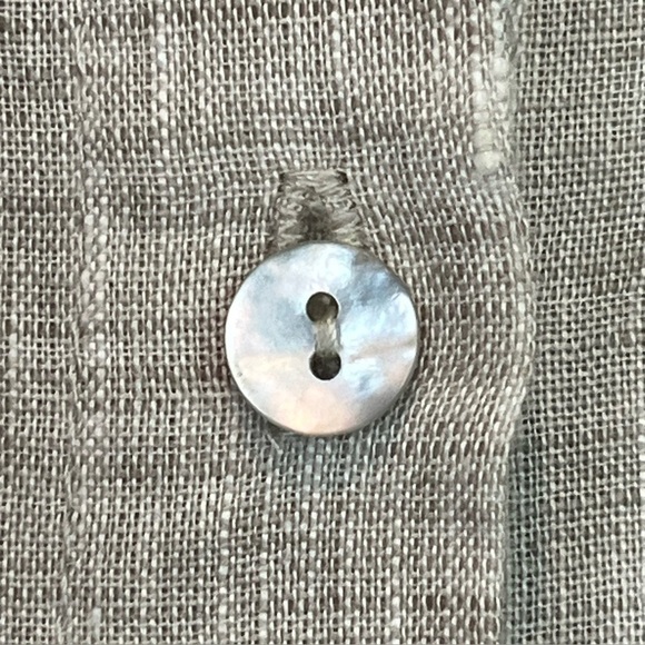 Harshman 100% Linen Tan Oatmeal Button Down Maxi Dress Size Large Collared - Picture 8 of 16